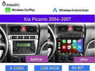 KIA Picanto (2004-08) Android οθόνη 9" 2+64GB Ασύρματο CarPlay & Aσύρματο Android Auto GPS WiFi EQ