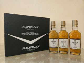 Macallan triple set. 12yo + 15yo + 18yo. Single Malt whisky miniature. Ουισκι.