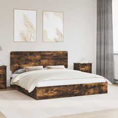 Κρεβάτι Αποθήκης Καπνιστό Δρύς 180 x 200 cm Επεξεργασμένο Ξύλο 3412662