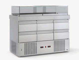 Ψυγείο Βιτρίνα Ψαριών Με Επάλληλα Τζάμια & 6 Συρτάρια 1/3Gn 135x70x120Cm - Καινούργια.