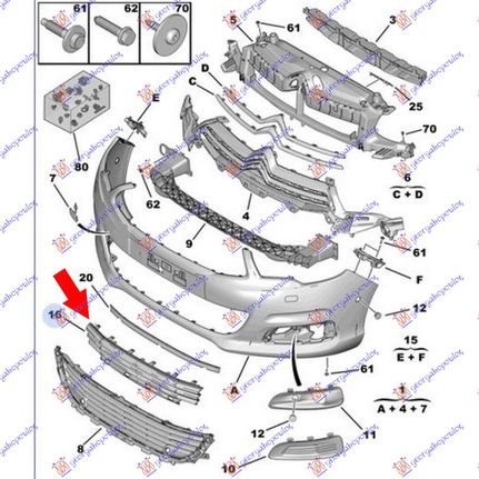 Δίχτυ Προφυλακτήρα Εμπρός (Έσω) / CITROEN C4 11-20 / 7429K2 - 1 Τεμ-thumb-1