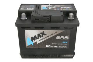 4MAX ΜΠΑΤΑΡΙΑ AGM START STOP (60AH - 640CCA) ΑΦΟΙ ΜΠΑΔΑ!!!! www.badas.gr