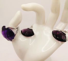 Σετ OXETTE σκουλαρίκια και δαχτυλίδι ασήμι 925  Amethyst Α95216 ΤΙΜΗ 265 ΕΥΡΩ
