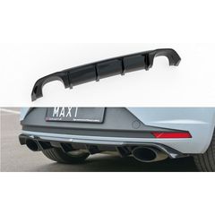 Leon Mk3 Max Rear Diffuser Left+Right Output Piano Black Vacuum Plastic / 2012-2016