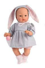 Asi - Koke doll in gray dress with a hood with rabbit ears / Toys