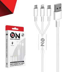 Καλώδιο Φόρτισης USB 3 Σε 1 Για Lightning Micro Type-c Λευκό 120cm ON Mobile Accessories 1 Τεμάχιο