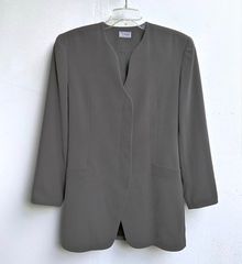 Kiara γυναικείο σακάκι blazer χωρίς γιακά, με κρυφή πατιλέτα, γκρι / Collarless Steel Gray Blazer - Size S