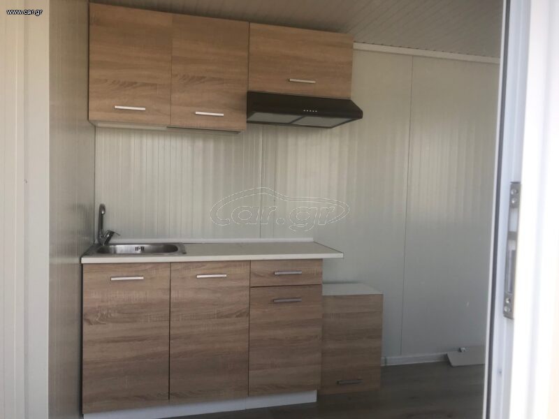 Τροχοβίλα - Προκάτ 2025 Container House “Αφροδίτη” 4.8x6x2.5μ Όψη Ξύλου, Κουζίνα, WC