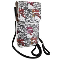 Hello Kitty Leather Tags Graffiti Cord bag - beige-thumb-2