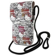 Hello Kitty Leather Tags Graffiti Cord bag - beige-thumb-0