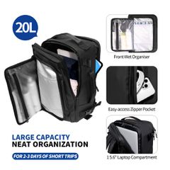 Tech-Protect Defender S50 Backpack for Ryanair & Wizzar, 20L Laptop - Black-thumb-4