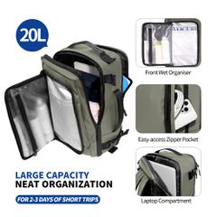 Tech-Protect Defender S50 Backpack for Ryanair & Wizzar, 20L Laptop - Olive-thumb-4