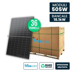 VTAC – Παλέτα 18kW με 36 Φωτοβολταϊκά Πάνελ 505W Trina Vertex S+ TOPCon Διπλού Υαλοπίνακα – SKU: 1264036