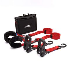 Acebikes Σέτ ιμάντες πρόσδεσης Μοτοσυκλέτας για μεταφορά ratchet Premium Deluxe Pack