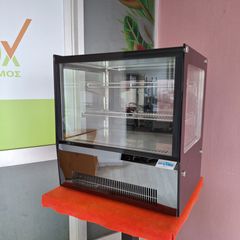 Επιτραπέζια βιτρίνα ψυχόμενη, με διπλά ίσια τζάμια & αέρα, 66*53*73 εκ, DYNAMIC GN660RT BLACK. ΣΕΤ με βιτρίνα θερμαινόμενη. Ποιότητα & Τιμή Stockinox