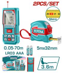 Μετρητής Αποστάσεων LASER 70m + Μετροταινία 5m X 32mm TOTAL Σέτ Επαγγελματικό Επαγγελματικό ( TLDD241201M )