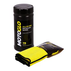 MotoGlo Υγρά Μαντηλάκια & Πανάκι γυαλίσματος με Μικροΐνες για Detailing Wipes dispenser and Microfiber Cloth