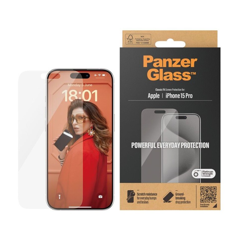PanzerGlass - Screen Protector iPhone 15 Pro - Classic Fit / Electronics