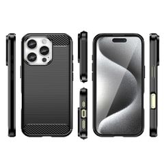 Carbon Case for iPhone 16 Pro Max Silicone Case - Black-thumb-2