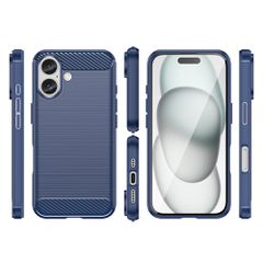 Carbon Case for iPhone 16 Silicone Case - Blue-thumb-2