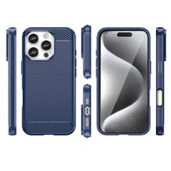 Carbon Case for iPhone 16 Pro Max Silicone Case - Blue-thumb-2