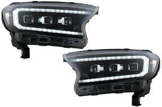 Προβολείς Led Light Bar Dynamic Start-up Display Κατάλληλο Για Ford Ranger Raptor (2015-2020) Lhd Full Black Περίβλημα Με Διαδοχικά Δυναμικά Φώτα Στροφής Matrix Projector