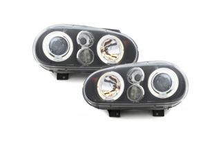 Προβολείς Κατάλληλοι Για Vw Golf Iv 4 (09.1997-09.2003) Angel Eyes 2 Halo Ζάντες Μαύροι