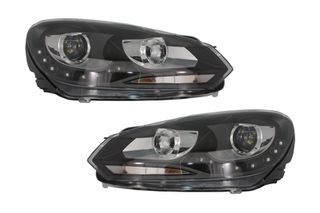 Προβολείς Led Drl Κατάλληλοι Για Vw Golf 6 Vi (10.2008-2012) Μαύροι