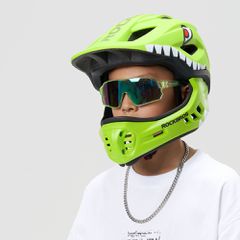 Rockbros TT-32004 Shark Children's Bike Helmet with Detachable Jaw Size M (54-58) - Green-thumb-1