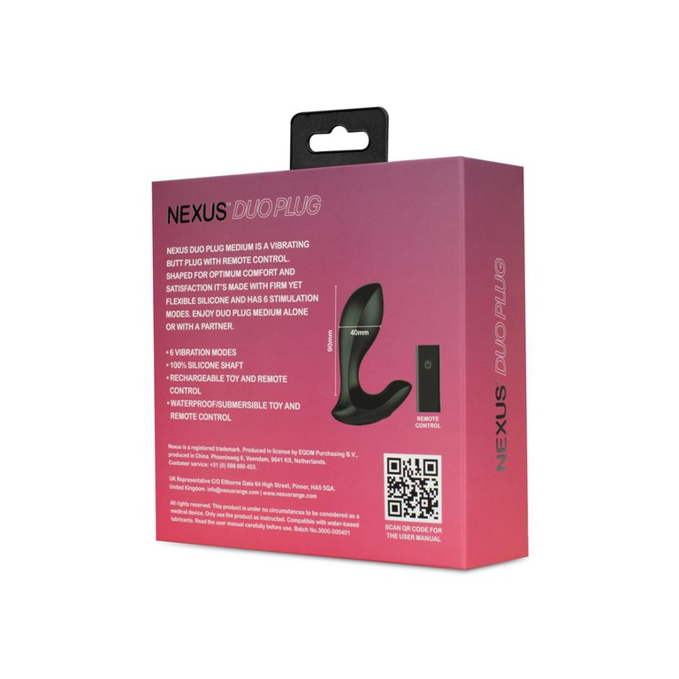 Nexus - Duo Remote Control Beginner Butt Plug Medium Black