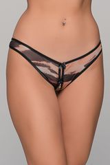 Ανοιχτό Slip Animal Print String Τιγρέ
