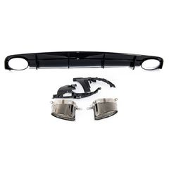 Πίσω Διαχύτης Diffuser RS6 Look για Audi A6 C7 (4G) Sedan Avant Facelift (2015-2018) S-Line Bumper Ασημί Μαύρο Γυαλιστερό