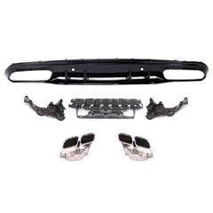 Πίσω Διαχύτης Diffuser C63 AMG Facelift Look για Mercedes C-Class (W205) Sedan Estate (2013-2021) AMG Προφυλακτήρας Χρώμιο Μπούκες