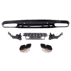 Πίσω Διαχύτης Diffuser C63 AMG Facelift Look για Mercedes C-Class (W205) Sedan Estate (2013-2021) Μαύρο Μπούκες