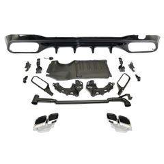 Πίσω Διαχύτης Diffuser C63 AMG Look για Mercedes C-Class (W206) Sedan Estate (2021-On) AMG Προφυλακτήρας Χρώμιο Μπούκες