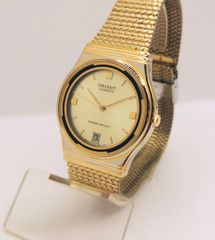 Vintage Orient Quartz Gold Plated Calen Mirrored Crystal C77JA9-00 JAPAN Α9566 ΤΙΜΗ 145 ΕΥΡΩ