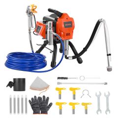 Ψεκαστήρας βαφής χωρίς αέρα VEVOR Stand, 1500W, Ψεκαστήρας υψηλής πίεσης χωρίς αέρα 3300PSI, Βούρτσα καθαρισμού, Σωλήνας, Ράβδος επέκτασης, Ακροφύσια, Ηλεκτρική μηχανή βαφής με ψεκασμό για μεγάλα διαμ