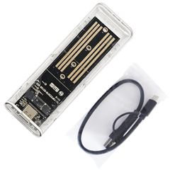 Εξωτερική Θήκη Σκληρού Δίσκου - External Hard Drive Enclosure Case για M.2 NGFF SSD PCI Express NVME & SATA III με σύνδεση USB 3.1 Gen 2.0 Type-C Διάφανη ( Κωδ.1-PER0127 )