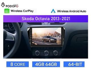 Skoda Octavia (2013-2021) Android Car Radio 10" 4+64GB 8-Core Ασύρματο CarPlay & Aσύρματο Android Auto, GPS, WiFi, DSP