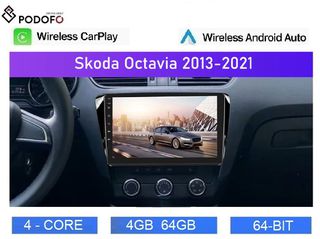 Skoda Octavia (2013-2021)  Android Car Radio 10" 4+64GB Ασύρματο CarPlay & Aσύρματο Android Auto GPS EQ WiFi