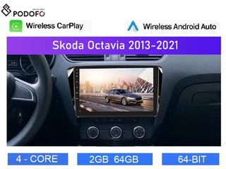 Skoda Octavia (2013-2021) Android Car Radio 10" 2+64GB Ασύρματο CarPlay & Aσύρματο Android Auto GPS EQ WiFi