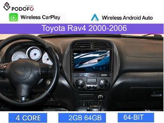 Toyota RAV4 (2000-2006) Car Radio 9" 2+64GB Ασύρματο CarPlay & Aσύρματο Android Auto GPS WiFi EQ