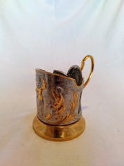 Kalchugino Metal Works gold-plated Ρωσική ποτηροθήκη (γνωστή και ως podstakannik).