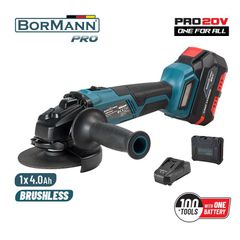 Γωνιακός Τροχός Μπαταρίας Brushless 20V με μπαταρία 1x4.0Ah + φορτιστής BORMANN BBP5130 035138