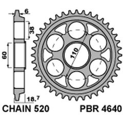 Rear Sprocket Pbr Aluminium Reinforced - 520