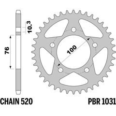 Pbr Standard C45 Steel Rear Sprocket 1031 - 520