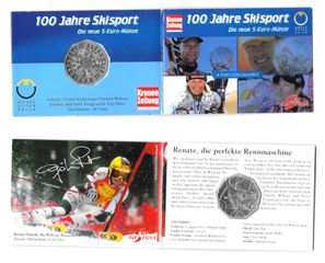 Austria 5 Euro 2005 Silver 100 Years Ski Sports Brilliant Uncirculated Silver (.800) ΣΕ ΚΑΡΤΑ