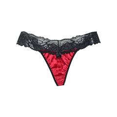 Plus Size String Βελούδο με Δαντέλα - Ρουμπινί