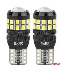 Amio - Λάμπες LED CANBUS T10 (W5W) 27SMD 2016 Λευκές 5500K 12V/24V - 2τεμ. (04258/AM)-thumb-1