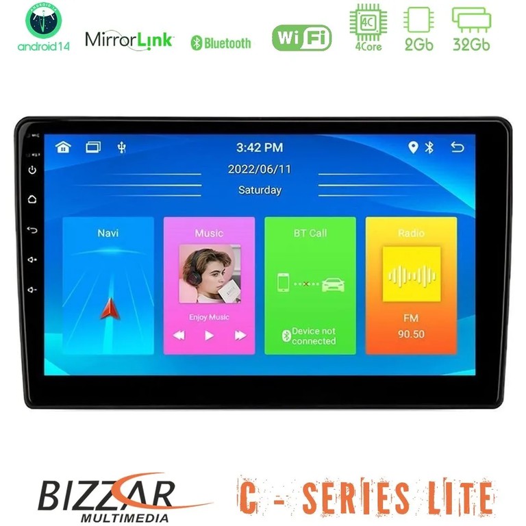 Bizzar C Series Lite 4Core Android14 2+32GB Ford Universal Navigation Multimedia Tablet 9"
